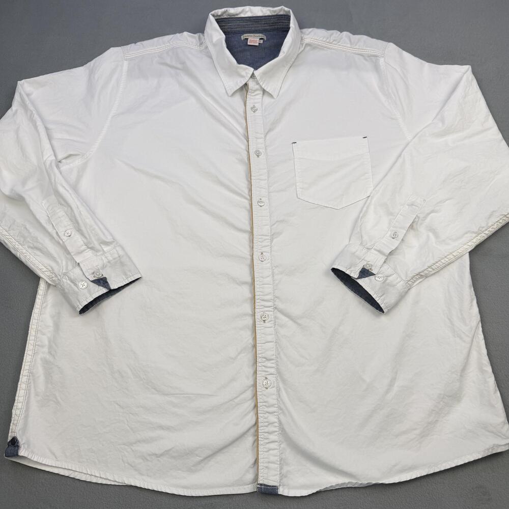Carbon2cobalt Shirt Mens XL White Solid Long Sleeve Button Up Selvedge Casual